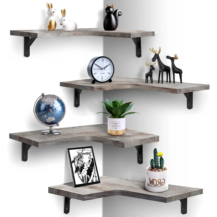Gracie Oaks Fleuriel 4 Piece LShaped Floating Shelf Wayfair